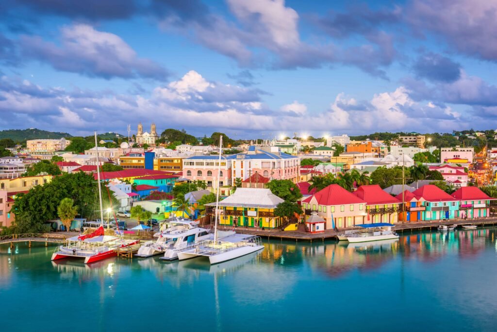 Cityscape of the colorful main street of Antigua city