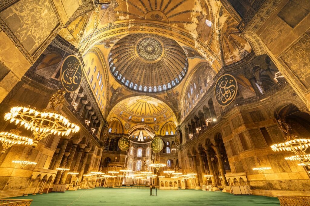majestic golden interior of mosque