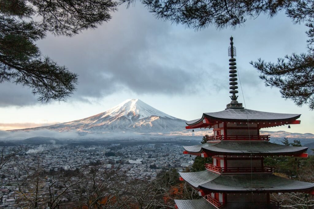 red and gray pagoda temple