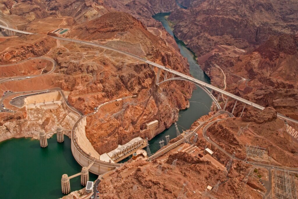 aerial view of hoover dam