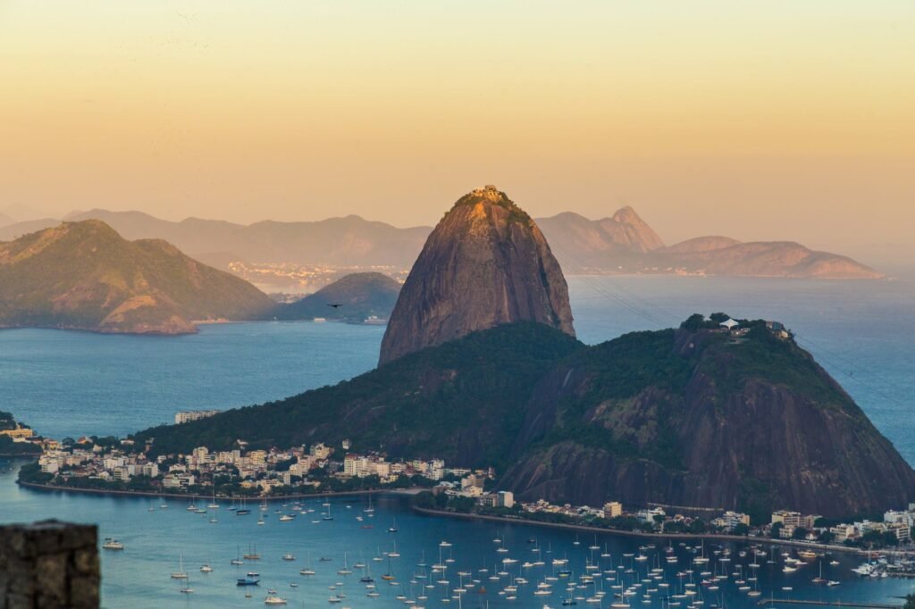 sugarloaf mountain on the coast in rio de janeiro brazil